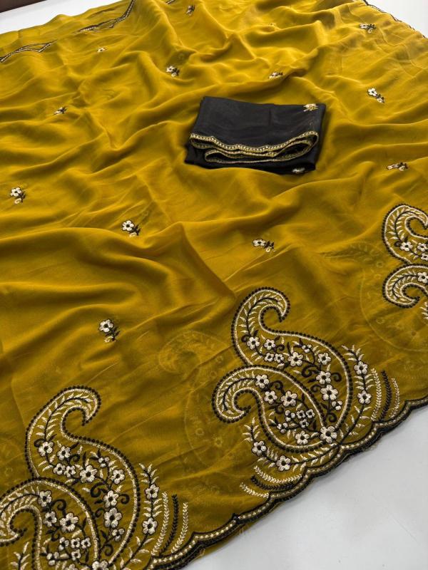 Vastrangan multi emrodairy work saree in bulk
